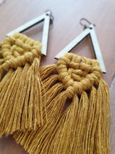 Load image into Gallery viewer, Macrame Triangle Earrings &#39;Dusty Mustard&#39;
