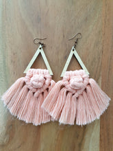 Load image into Gallery viewer, Macrame Triangle Earrings &#39;Cotton Candy&#39;
