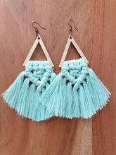 Load image into Gallery viewer, Macrame Triangle Earrings &#39;Minty&#39;
